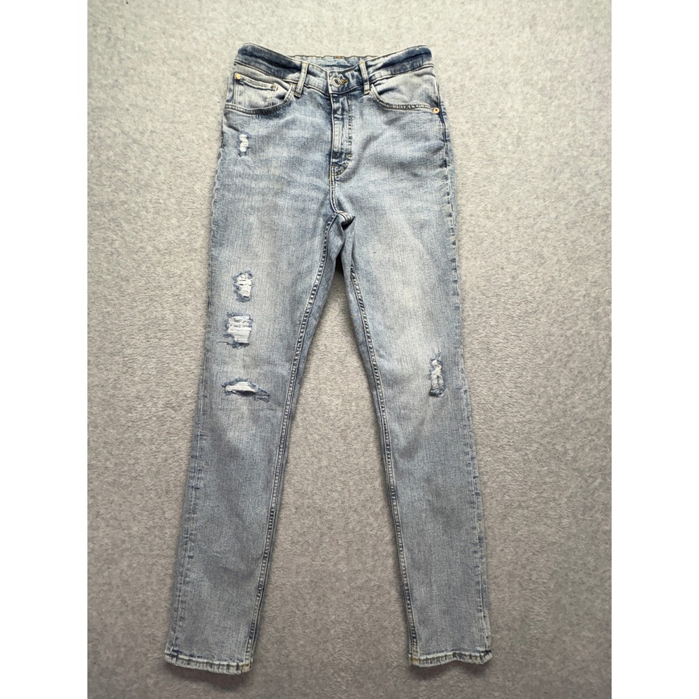 H&M Skinny Fit Distressed Light Wash Blue Denim Jeans US 20 CA 14A+